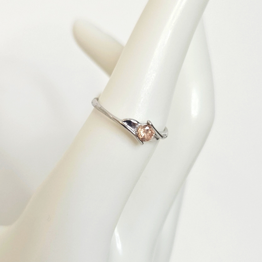 18k white gold plated morganite stone ring size 6.5